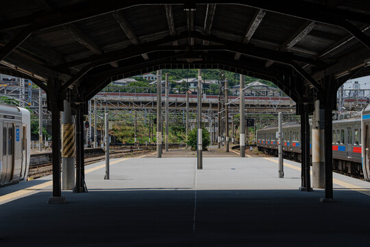 historic mojiko station platform sign - Kitakyushu, Japan - May 26 2024