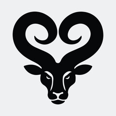 Silhouette Kudu head with large horns black vector illustration