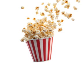 Popcorn spilling from a striped container (1)