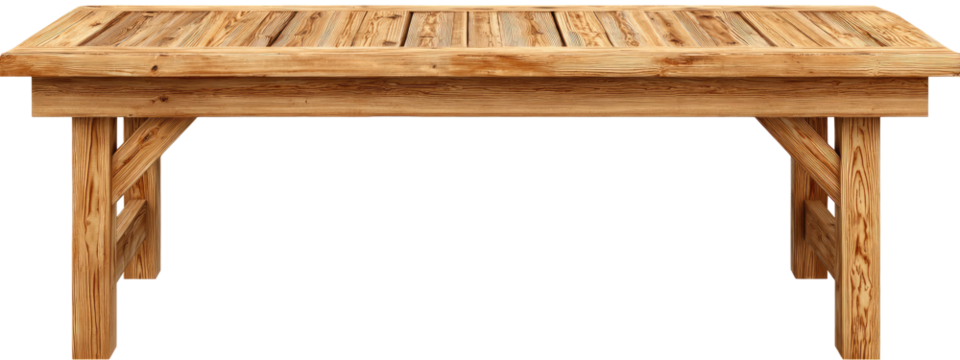 Wooden table with plank top and simple legs