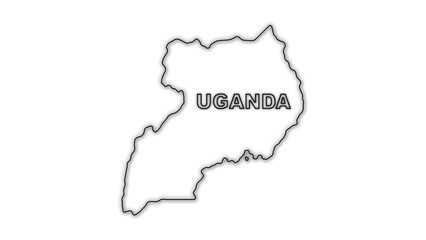 Black and White Uganda Map Outline Minimalist Monochrome Illustration