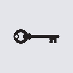 Vintage Key Silhouette Isolated on Grey Background Represents Security Access and Unlocking Solutions for Home Business and Personal Use Vector Graphic