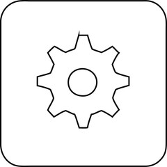 Simple cogwheel icon in outline format representing app settings and software controls. Ideal for web and mobile interfaces.