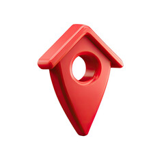 Red birdhouse-shaped location marker