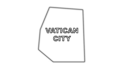 Black and White Vatican City Map Outline Minimalist Monochrome Illustration