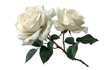 Two elegant white roses, detailed image