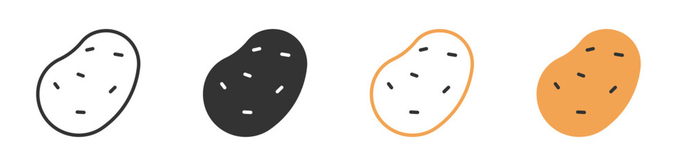 Potato icon set in outline and flat style , vector illustration.