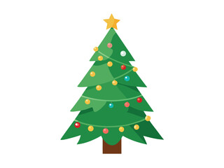 Fototapeta premium Christmas Tree with Star Topper and Ornaments for Holiday Season Celebrations, Christmas tree vector isolated on white background