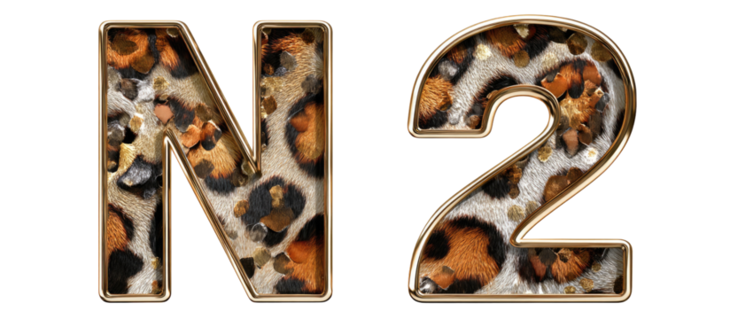 Gold-framed numbers with a leopard print