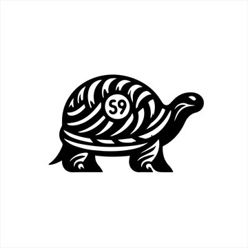 Stylized black turtle silhouette with s9 emblem on shell