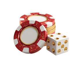 Stacked casino chips and dice (1)