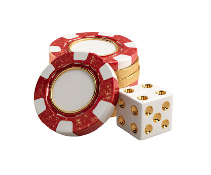 Stacked casino chips and dice (1)