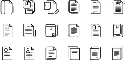Paper documents icons. Line symbol and document icon. Paper symbol with single and multiple pages. vector illustration.