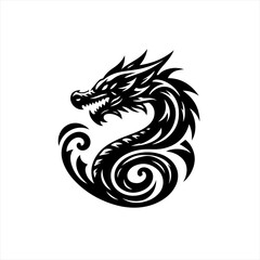 Fototapeta premium Tribal dragon tattoo design silhouette