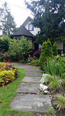 Garden pathway leading to house
