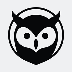 Silhouette minimalist owl logo design bird head icon vector illustration