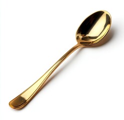Gold spoon on white background