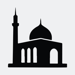 Silhouette mosque building architecture religious islamic symbol vector illustration
