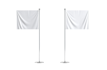 Two blank white flags on poles