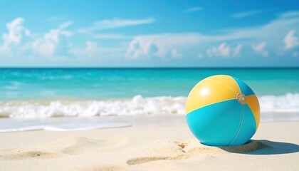 Beach ball on sandy shore