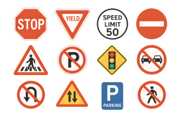 Transparent set of traffic sign warning