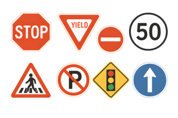 Transparent set of traffic signs