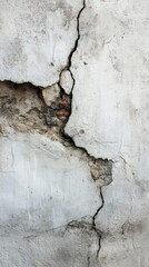 Aged plaster wall, deep crack, crumbling texture