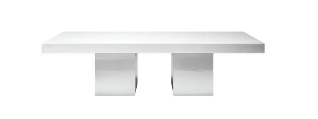 Simple white rectangular platform with two supports