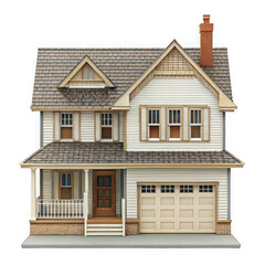 Obraz premium Charming Two-Story House with Garage and Porch