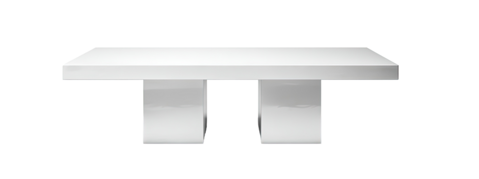 Simple white rectangular platform with two supports