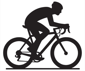 Naklejka premium Cyclist Riding Bicycle Silhouette Vector