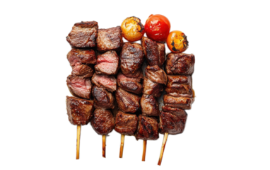 Churrasco on plate on transparent background, png