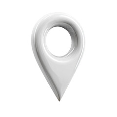 Fototapeta premium Glossy white 3D location marker symbol, modern map pin for navigation and travel concepts, stylish technology pointer isolated [Transparent Background PNG].