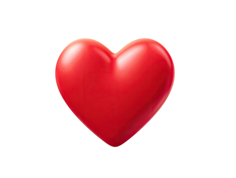 A glossy, vibrant red heart shape