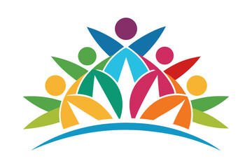 Vibrant abstract mosaic of diverse people celebrating unity and connection, symbolizing teamwork, community, and growth in a modern, energetic design