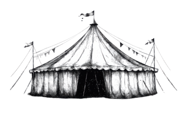 Circus ink sketch vector on transparent background, png