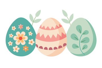 Delightful Easter eggs adorned with charming floral patterns and delicate green foliage create a festive and inviting springtime scene perfect for holiday celebrations and seasonal decor.