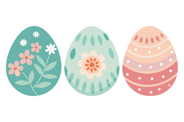 Delightful Easter eggs adorned with charming floral and geometric patterns, perfect for festive celebrations and springtime designs evoking joy and renewal.