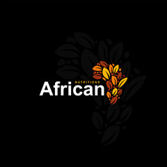 African Nutrition Logo Design, Leaves and Continent Shape.