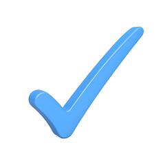 Clear and crisp light blue checkmark isolated on white Perfect for concepts of approval and success, isolated
