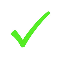 Vibrant neon green checkmark with a faint glowing effect on a white background Ideal for concepts of success and positivity, isolated