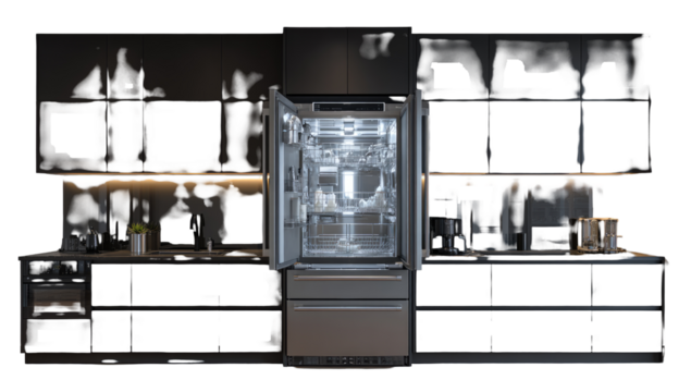Modern kitchen appliance featuring a refrigerator
