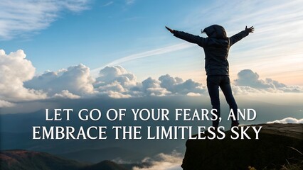 Inspirational Quote Let Go of Your Fears and Embrace the Limitless Sky.