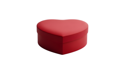 A red heart shaped box isolated on transparent background for gift giving