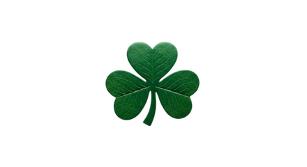 Isolated green shamrock clover leaf symbol of ireland on transparent background