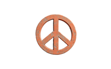 Clay 3D Peace Sign on transparent background, png