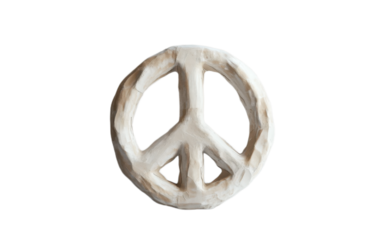 Clay 3D Peace Sign on transparent background, png