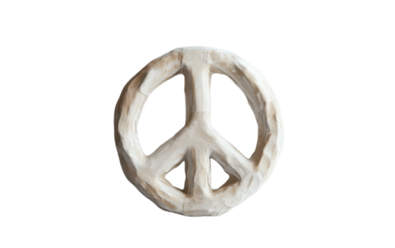 Clay 3D Peace Sign on transparent background, png