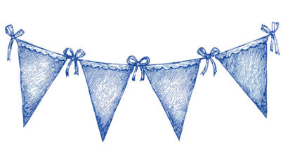 A festive blue banner