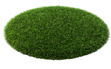 Vibrant green round grass field 3d render isolated for nature scenes and design elements